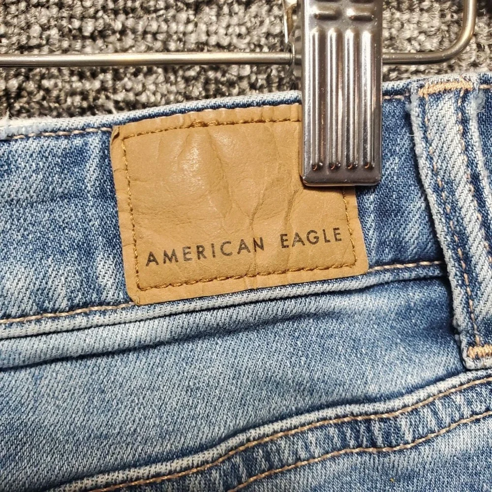 American Eagle Super Stretch Hi-Rise Shortie Denim Cutoff Shorts Women 4 Blue